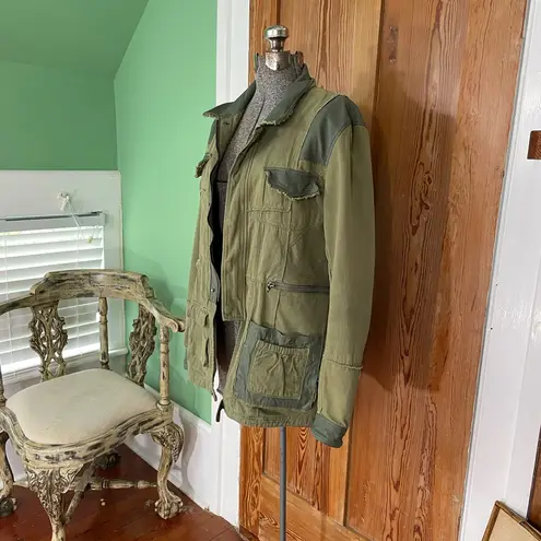 Joseph Greco JKT Jakett New York Mixed Media Leather Trim Utility Jacket Sz M Green Size M