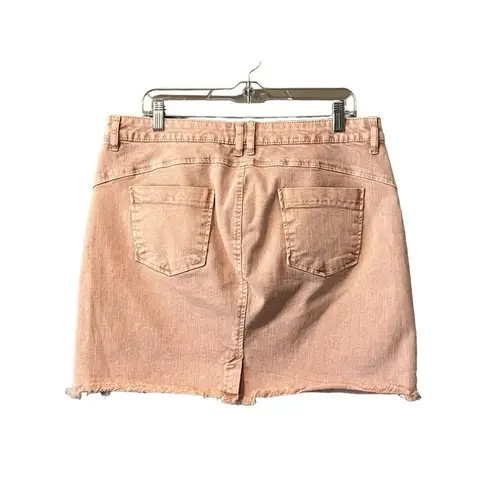 Wash Lab Denim Pink Mini Jean Skirt Size 32 Frayed Hem Party Sexy Casual Raw Hem