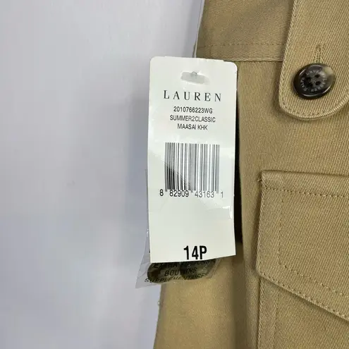 Ralph Lauren LRL Tan Khaki Safari Cargo Classic Utility Skirt women 14P 14 P new