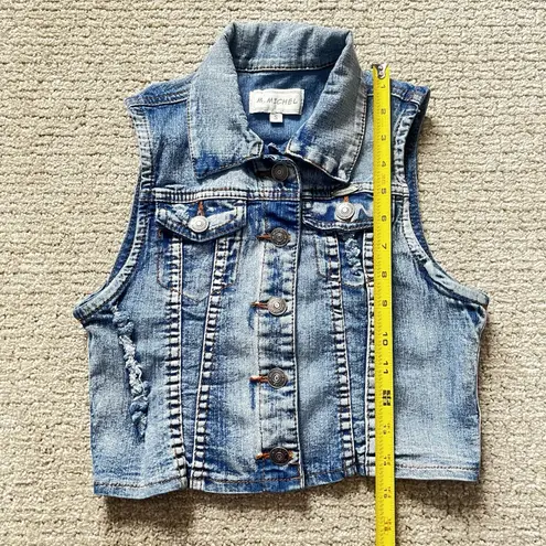M. Michel Juniors Small Blue Sleeveless Cropped Jean Jacket Distressed Size undefined