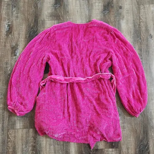 Retrofete Gabrielle Robe Dress in Pink Sequins Size Medium NWT Long Sleeve