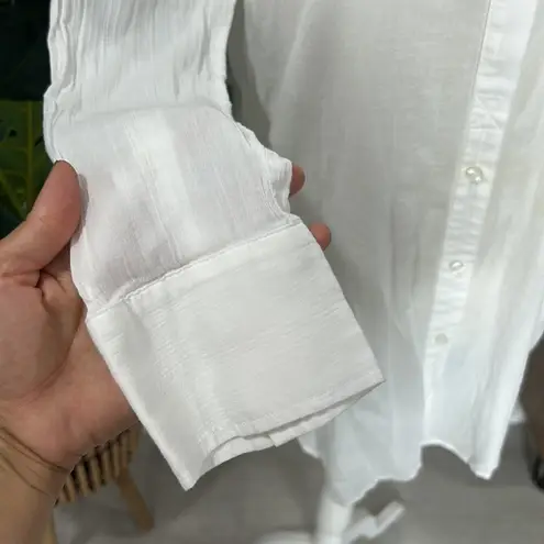 Treasure & Bond • gauzy sheer long sleeve button down shirt