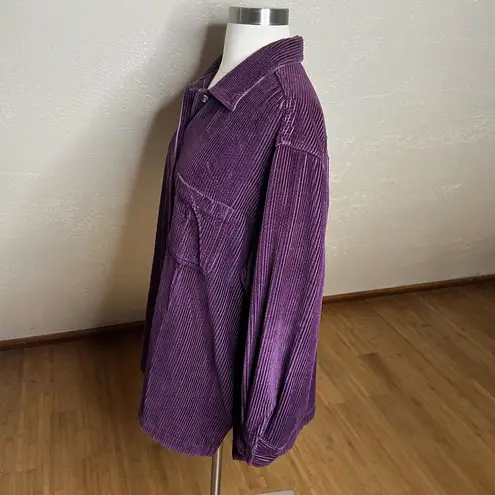 L.L.Bean  Shirt Womens XL Purple Corduroy Wide Wale Shirt Jacket Button Up