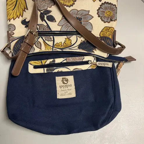 Spartina 449 Linen and Leather Daufskie Island Handbag Multicolor 8.5X3.5X11