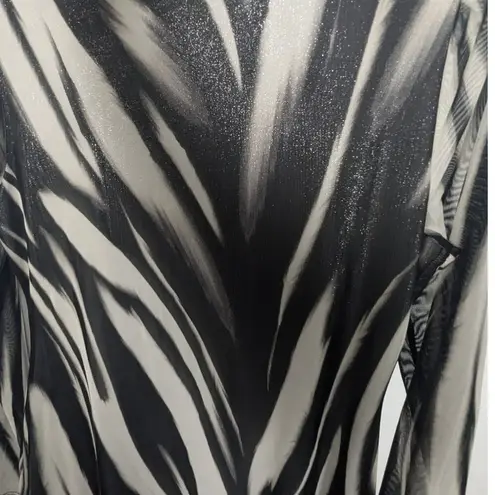 Alfani Sheer Zebra Print Metallic Midi Dress Mock Neck Long Sleeve Size M
