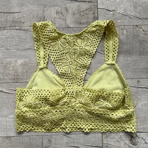 Aerie Crochet Lace Lime Green Yellow Longline Racerback Festival Bralette M