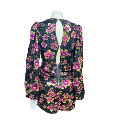 For Love & Lemons ‎ Morrison Mini Dahlia Floral Dress Black Sequin Size XS