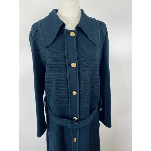 Vintage Palio Wool Maxi Dress Black Long Sleeve Coat Size 16