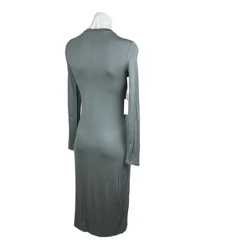 Aritzia NEW  Babaton Green Gray Crew Long Sleeve T Shirt Straight Midi Dress XS - Image 3