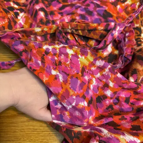 Natori Women’s Small Pink Ombré Animal Print Cheetah Midi Dress Square Neck Cute