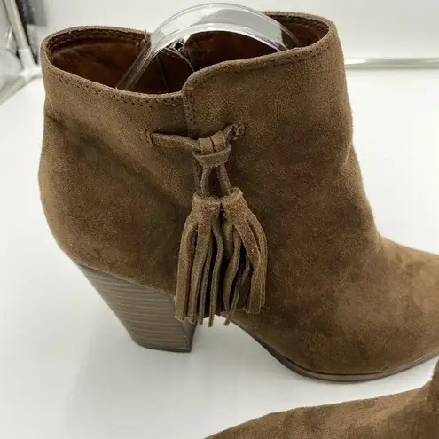 American Eagle  Womens Sz 9 Brown Faux Suede Chunky Heel Ankle Boots