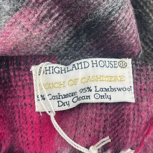 HIGHLAND HOUSE Scarf 5% Cashmere 95% Lambswool Plaid NWT Touch of Cashmere Gray