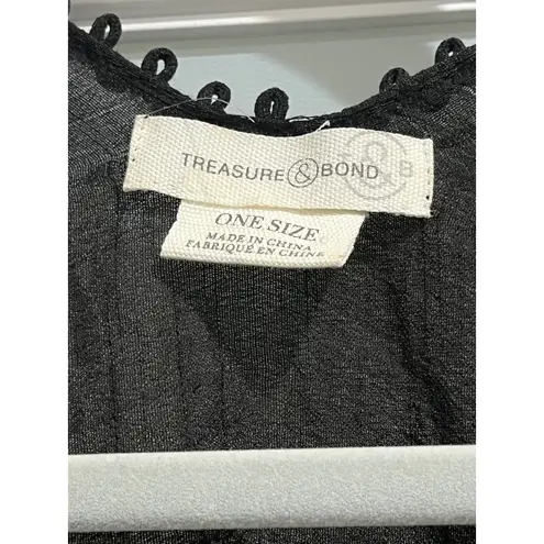 Treasure & Bond Treasure Bond Black Lace Trim Sheer Kimono Cardigan One Size