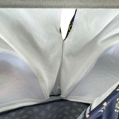 Kona Sol Navy Blue Yellow Keyhole Tankini Mini Swim Skirt Set Women's Size M