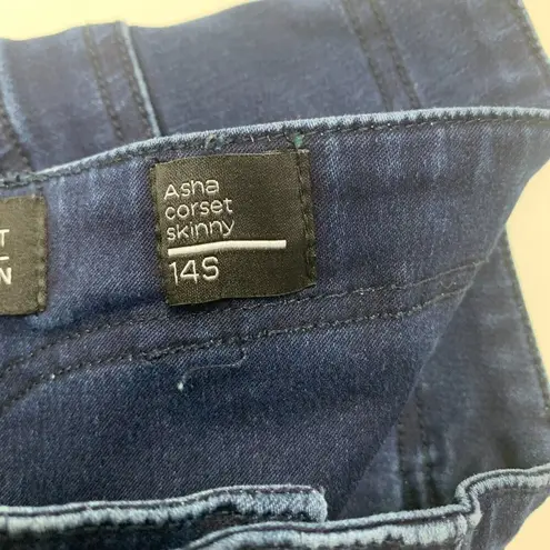 Chic Denim Womens Jeans Blue Size 14S Asha Corset Skinny Button Fly Distressed