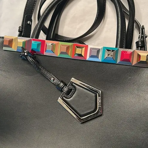 Fendi  Vitello Baltico Dolce Studded Petite
2Jours  Multicolor Black Tote Bag