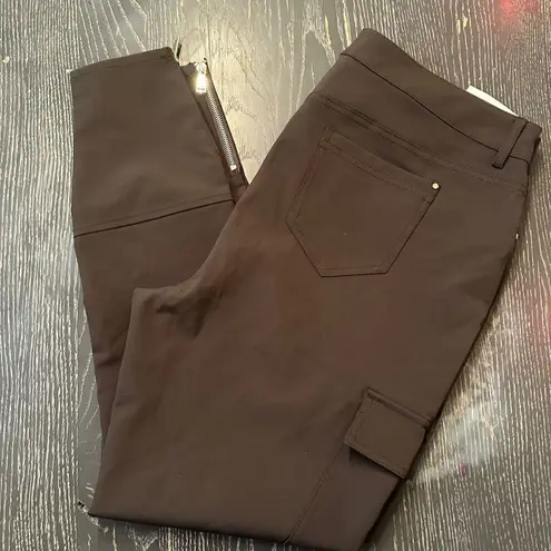River Island Cargo Pants Brown Nylon Unisex Size 14 Elastic Waist