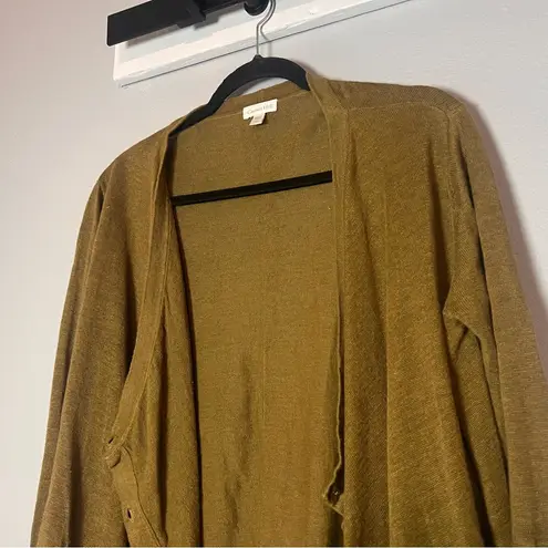 Garnet Hill Easy Linen Drape Front Cardigan Green Button Oversized Lagenlook M