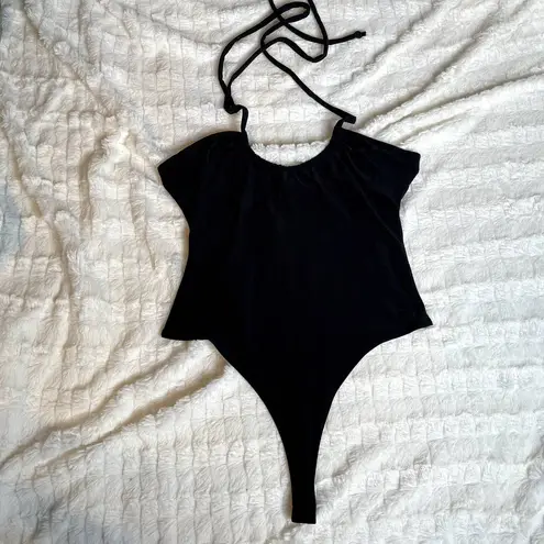 Open Edit  Halter Adjustable Black Scrunch Bodysuit Extra Small XS Tank