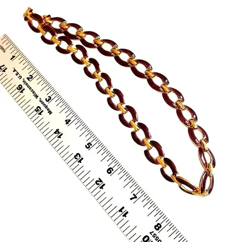 Vintage Gold & Plum Enamel Link Necklace