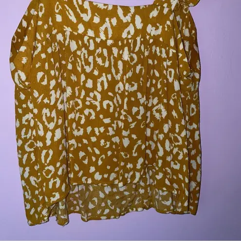 Savanna Jane L Tank Top Yellow Leopard Print Ruffle Size L