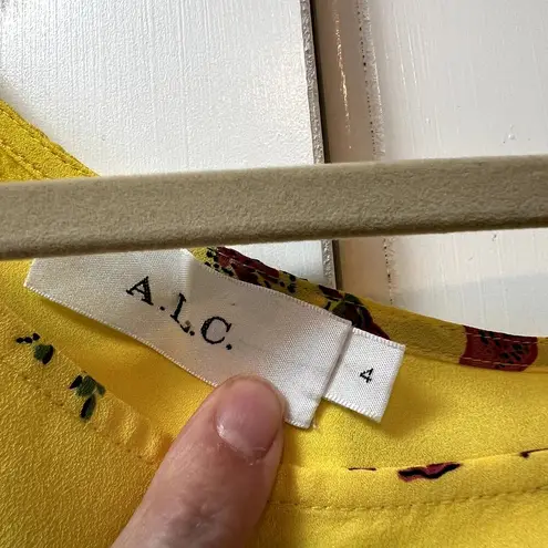 ALC Frank A.L.C. Florence Floral One Shoulder Blouson Ruched Silk Dress Size 4