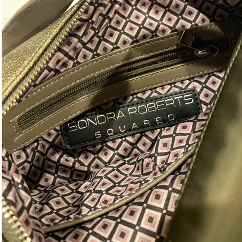 Sondra Roberts 🍂 Squared Olive Green Bronze Shoulder Bag Hobo Tote Convertible - Image 2