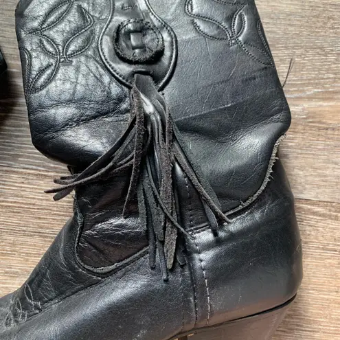 Laredo Black Leather Western Cowboy Boots 8M