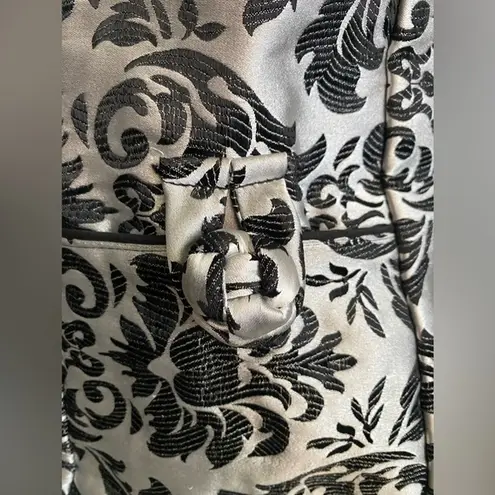 Tote Bag Silver and Black Venetian Damask Style Brocade Carryall