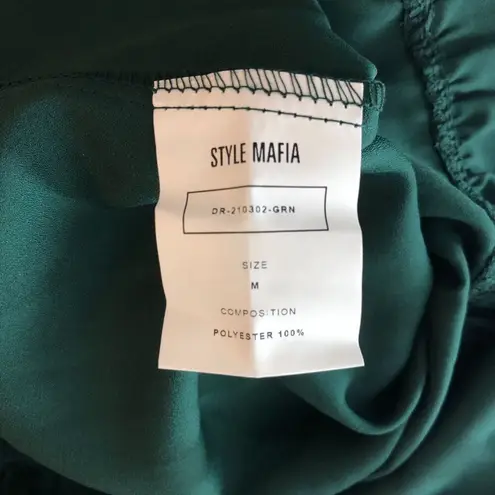 Style Mafia Midi Dress Mock Neck Belted Tiered Sleeveless Emerald Green M Size M