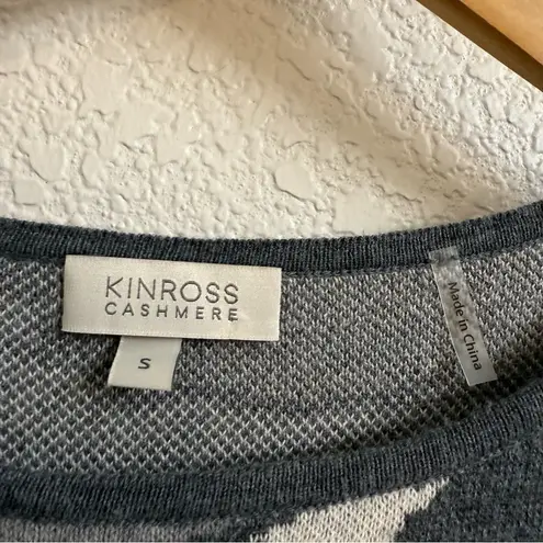 Kinross Cashmere Cotton Blend Sweater – Gray Floral Camo Print Size Small