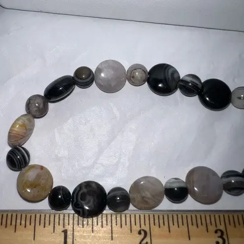 Vintage Sardonyx and Agate Toggle Clasp Necklace‎ Black - Image 6