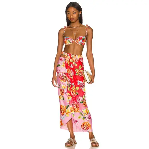 Agua Bendita x REVOLVE Mimi Skirt Pink & Red Blossom Womens Size Small