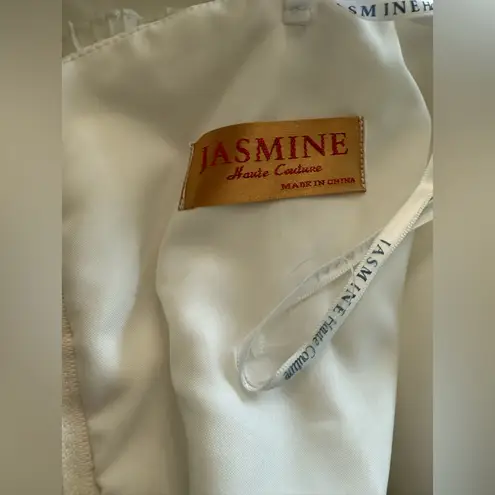 Jasmine Couture Strapless Wedding Dress Pleated Skirt Size 8 Sequins Beaded White