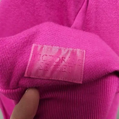 Victoria's Secret Victoria Secret Magenta Lace Up Cropped  Fleece Sweatshirt Size Medium
