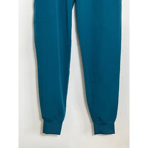 Jaanuu  Women Teal 5 Pocket Drawstring Elastic Waist Jogger Scrub Pants XXS *B138