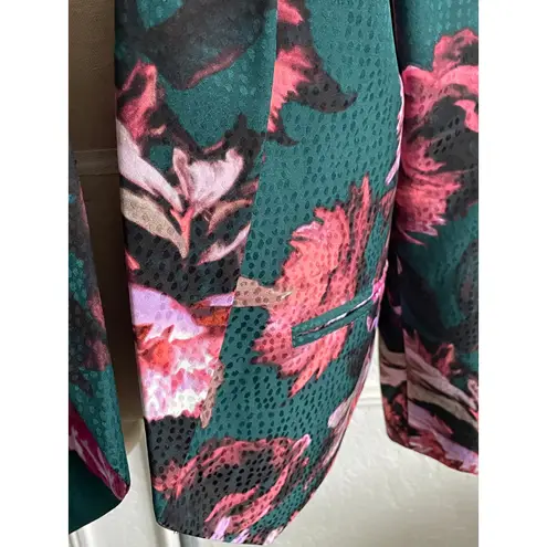 Anthropologie Cartonnier Floral Print Blazer Size 6 Green