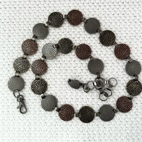 Vintage Metal Mixed Color Hammered Round Coin Plate Chain Link Belt One Size
