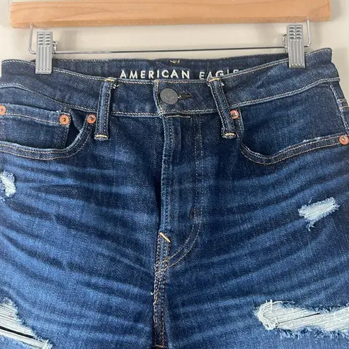 American Eagle Next Level Airflex Distressed Bermuda Denim Shorts Blue Size 28