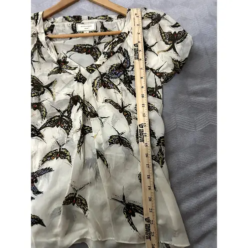 Anthropologie  Moulinette Souers 100% Silk Beaded Sequin Bird Top Size 6