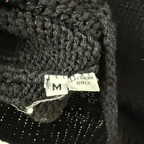 VTG Jenny Sloan Colorful Knit Sweater Retro Puffy Sleeves sz M 80s 90s Black Size M