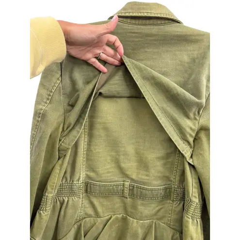 HEI HEI Women's Olive Green Utility Jacket Belted Ruffled Back Women's Size L Size L