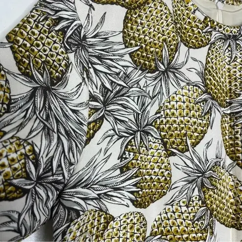 Lyn Devon Audrey Pineapple Print Shift Dress Size 8 | Tropical Vacation Style Tan