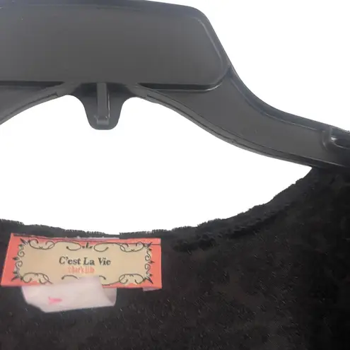 Cest La Vie Women's Size Large Whimsical Goth Witchy Velvet Open Front Cardigan Black