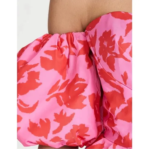 Amur Micaela Sweetheart Printed Midi Dress in Plumeria Pink Abstract Floral