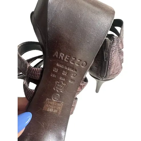 AREZZO Brown Leather Platform Sandals Heels Size US 6