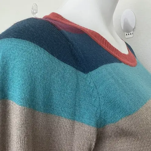 Vintage sheep hair dress sweater SMALL multi Long Sleeve comfy cozy crew neck Blue