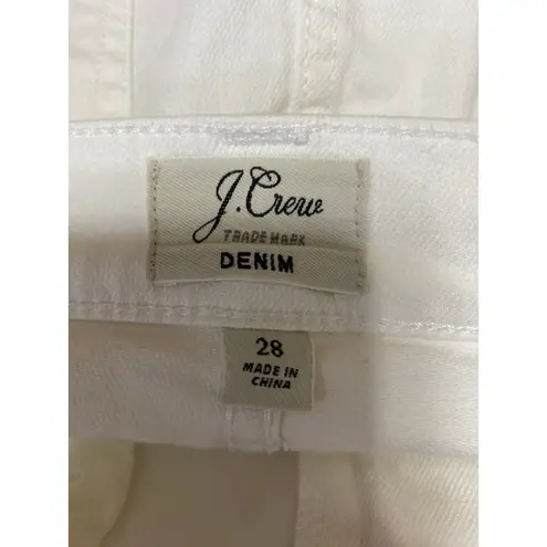 J.Crew Women's White High Waisted Frayed Pencil Mini Denim Jean Skirt Size 28