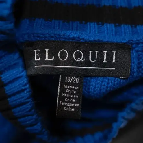 Eloquii NEW Cold Shoulder Cable Knit Stretch Turtleneck Pullover Sweater Blue