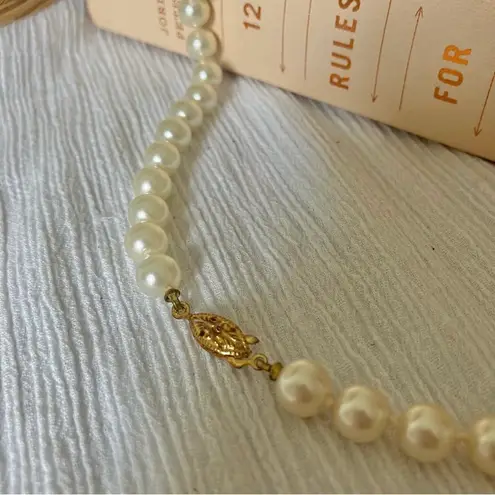 American Vintage Vintage “Imelda” White Pearl Necklace 18.5” Gold Marquis Fishhook Clasp Classic